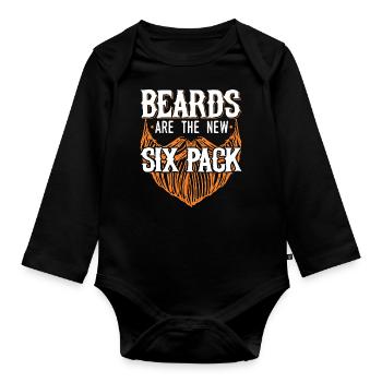 Beards Are The New Six Pack Funny Beard Lover Men - Organic Longsleeve Baby Bodysuit - black - Front