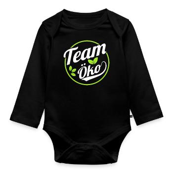 Team Öko – Bio Umwelt Natur Grün - Baby Bio-Langarm-Body - Schwarz - Vorne