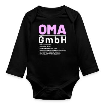 Lustige Oma GmbH Sprüche Geschenkidee - Baby Bio-Langarm-Body - Schwarz - Vorne