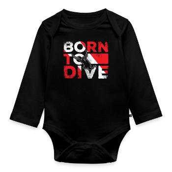 Cadeau plongeur, plongée en apnée - Body Bébé bio manches longues - noir - Devant