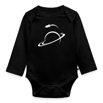 Space Ship Planet Earth Univers de Saturne Shuttle - Body Bébé bio manches longues - noir - Devant