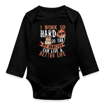 Hamster - Organic Longsleeve Baby Bodysuit - black - Front