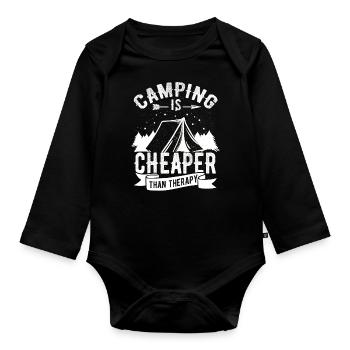Campeur - Body Bébé bio manches longues - noir - Devant