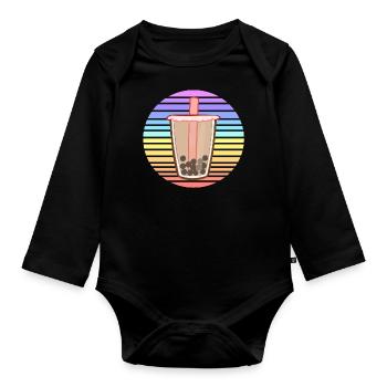 Bubble Tea Sunset - Body Bébé bio manches longues - noir - Devant