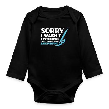 Kitesurf Drôle de kitesurf Kitesurfing Kiteboarding - Body Bébé bio manches longues - noir - Devant