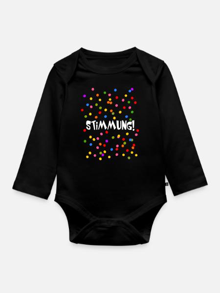 Stimmung Konfetti Fasching Karneval Silvester bunt - Baby Bio-Langarm-Body - Schwarz