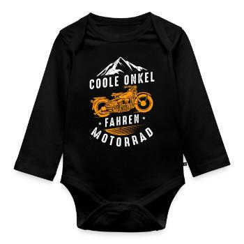 Coole Onkel fahren Motorrad - Baby Bio-Langarm-Body - Schwarz - Vorne