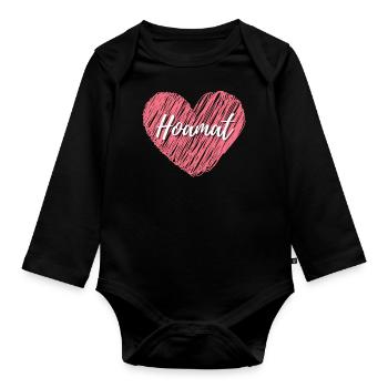 servus, dere, bayern, handschrift, bayer, bavaria, - Baby Bio-Langarm-Body - Schwarz - Vorne