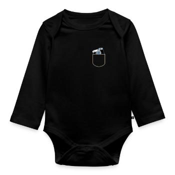 Caméra Dans La poche poitrine Photographe Idée cadeau - Body Bébé bio manches longues - noir - Devant