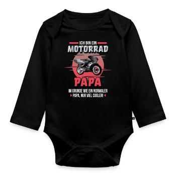 Papa Motorrad Vater Motorradfahrer Motorräder Bike - Baby Bio-Langarm-Body - Schwarz - Vorne