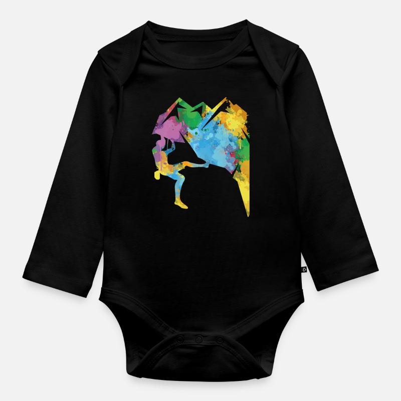 Escalade rocheuse, alpinisme, escalade, Bouldern - Body Bébé bio manches longues - noir