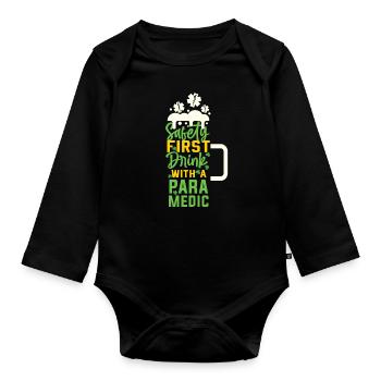 EMT paramedic paramedic - Organic Longsleeve Baby Bodysuit - black - Front