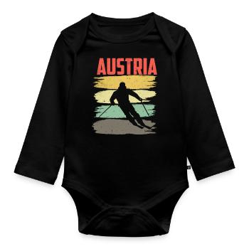 Austria - Organic Longsleeve Baby Bodysuit - black - Front