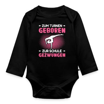 Turnen Gymnastik - Baby Bio-Langarm-Body - Schwarz - Vorne
