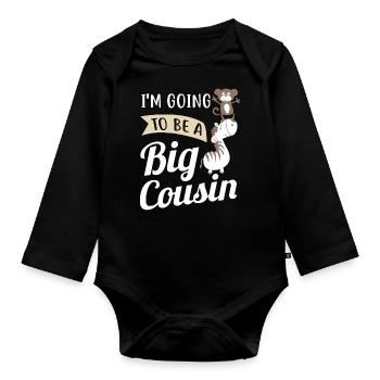 Je suis un grand cousin - Body Bébé bio manches longues - noir - Devant