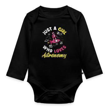 Fille d'astronomie - Body Bébé bio manches longues - noir - Devant