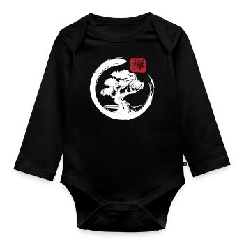 Aesthetic Japanese Bonsai Japan Art Japanese - Organic Longsleeve Baby Bodysuit - black - Front