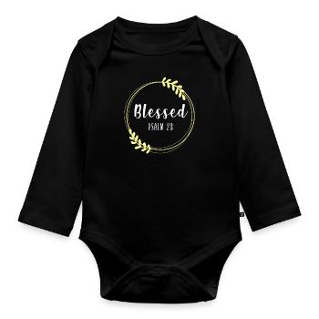 Christlicher Bibelvers Blume Schmetterling - Baby Bio-Langarm-Body - Schwarz - Vorne