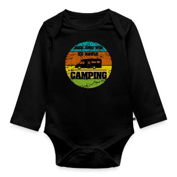 Camping - Baby Bio-Langarm-Body - Schwarz - Vorne
