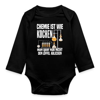 Chemiker Physiker Wissenschaftler Chemielaborant - Baby Bio-Langarm-Body - Schwarz - Vorne