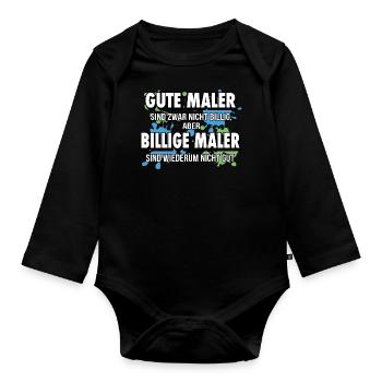 Malermeister Malerbetrieb lustiger Spruch Pinsel - Baby Bio-Langarm-Body - Schwarz - Vorne