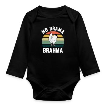 No Drama Brahma Poulets Élevage de poulet coq - Body Bébé bio manches longues - noir - Devant