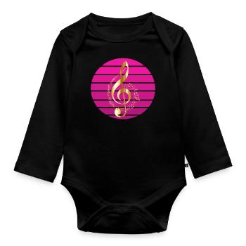 Note de musique dorée au coucher du soleil - Body Bébé bio manches longues - noir - Devant