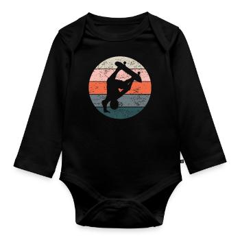 Skateboarder skater - Organic Longsleeve Baby Bodysuit - black - Front