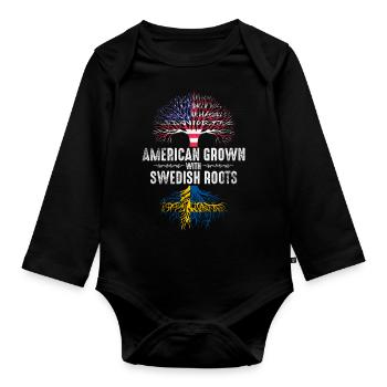 Amerikaner mit schwedischen Wurzeln - Baby Bio-Langarm-Body - Schwarz - Vorne