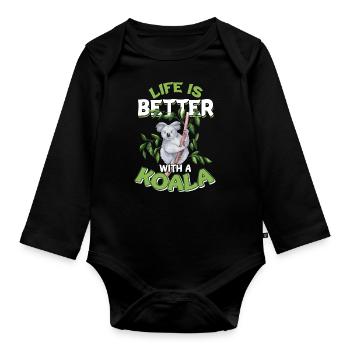 Koala bear - Organic Longsleeve Baby Bodysuit - black - Front