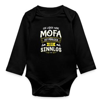 Ein Leben ohne Mofa ist möglich aber Sinnlos Moped - Baby Bio-Langarm-Body - Schwarz - Vorne