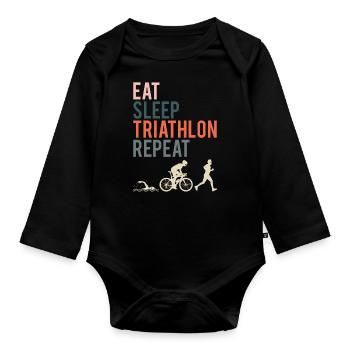 Cadeau de sport d'endurance de triathlon - Body Bébé bio manches longues - noir - Devant