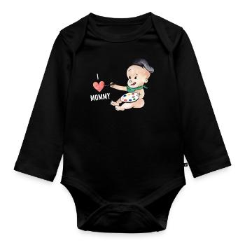 J'aime ma maman peintre bébé - Body Bébé bio manches longues - noir - Devant