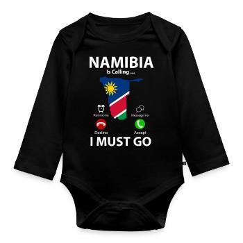 Namibia - Baby Bio-Langarm-Body - Schwarz - Vorne