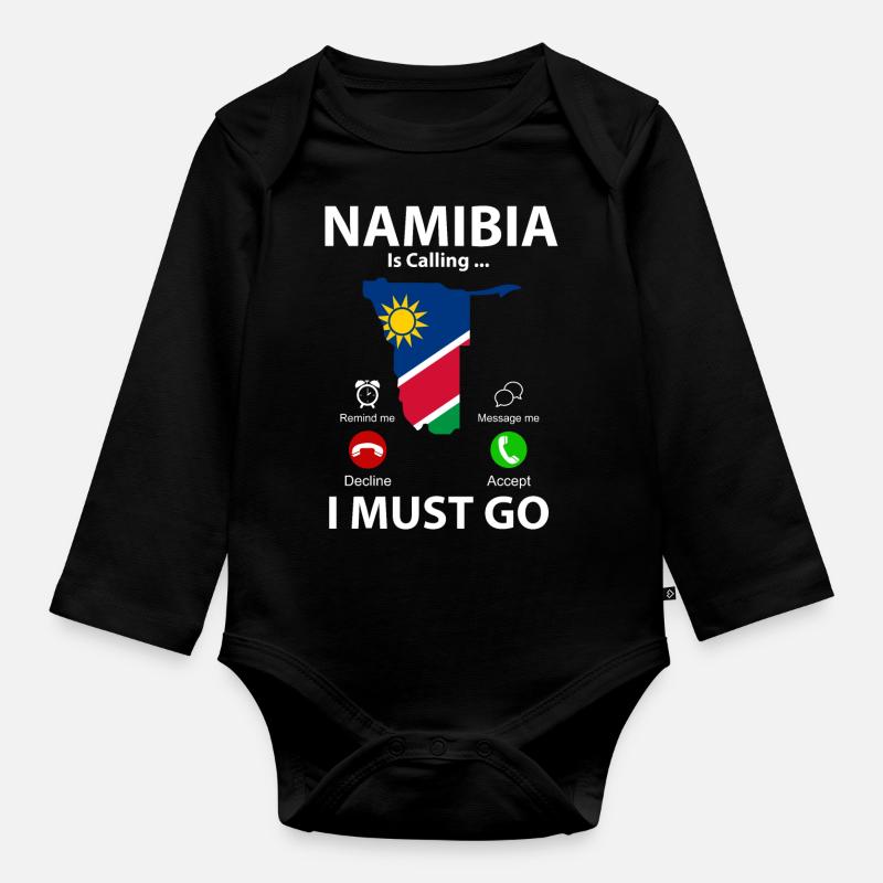 Namibia - Baby Bio-Langarm-Body - Schwarz