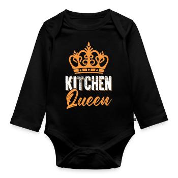 faire cuire la reine reine en disant - Body Bébé bio manches longues - noir - Devant