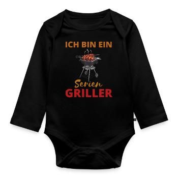 Je suis un maître de grillades en série drôle - Body Bébé bio manches longues - noir - Devant