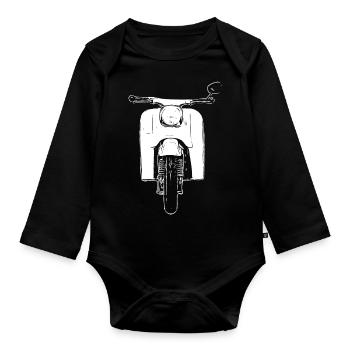 Schwalbe KR51 / Schwalbenfahrer / Ostalgie / Mofa - Baby Bio-Langarm-Body - Schwarz - Vorne
