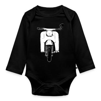 Schwalbe KR51 / Schwalbenfahrer / Ostalgie / Mofa - Baby Bio-Langarm-Body - Schwarz - Vorne