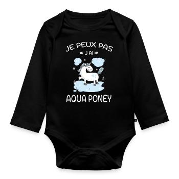 Je Peux Pas J'ai Aqua Poney - Body Bébé bio manches longues - noir - Devant