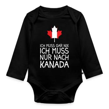Lustige Kanada Ahornblatt Urlaub Geschenkidee - Baby Bio-Langarm-Body - Schwarz - Vorne
