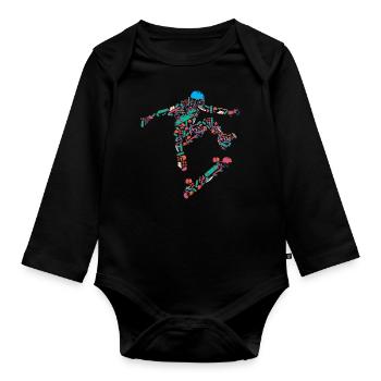 Skateboarding, Skateboard , Hawk - Organic Longsleeve Baby Bodysuit - black - Front