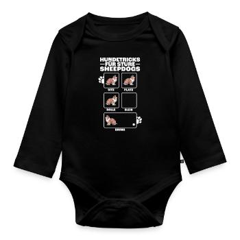 Shetland Sheepdog Hundetricks Sheltie Geschenk - Baby Bio-Langarm-Body - Schwarz - Vorne