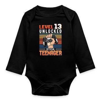 13ème anniversaire garçons adolescents d’anniversaire gamer - Body Bébé bio manches longues - noir - Devant