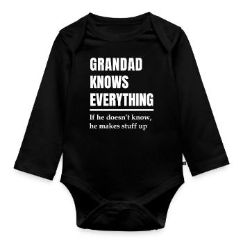grand-père sait tout. papi - Body Bébé bio manches longues - noir - Devant