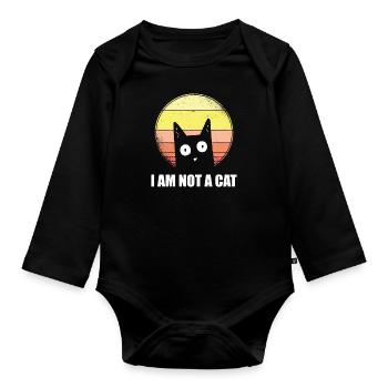 Funny Meme for I am not a Cat - Organic Longsleeve Baby Bodysuit - black - Front