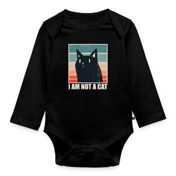 Funny Meme for I am not a Cat - Organic Longsleeve Baby Bodysuit - black - Front