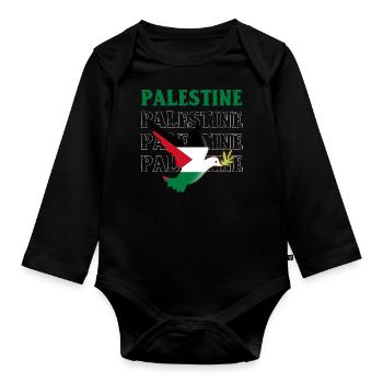 Palestine - Organic Longsleeve Baby Bodysuit - black - Front