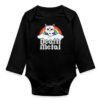 Death Metal Cat Soft Goth Grunge Aesthetic Cat - Organic Longsleeve Baby Bodysuit - black - Front
