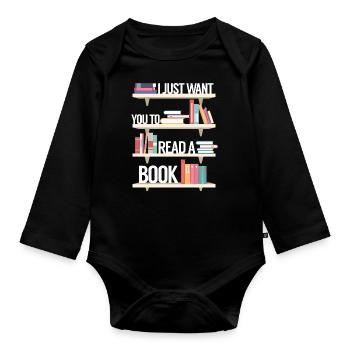 Lire la littérature - Body Bébé bio manches longues - noir - Devant